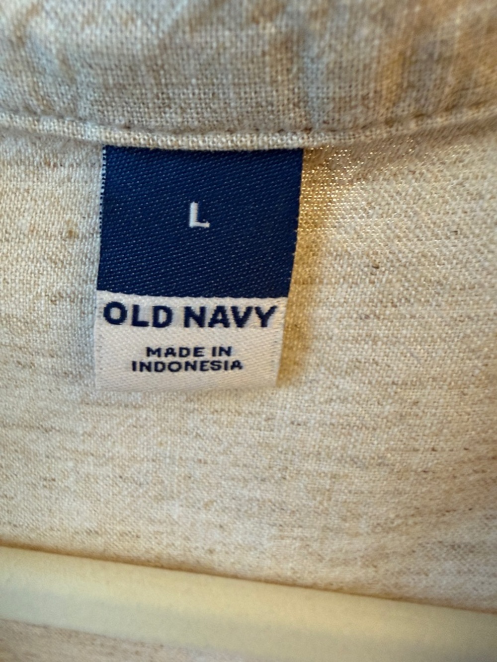 Old Navy Light Tan Linen Pocket Blouse - Picture 2 of 5